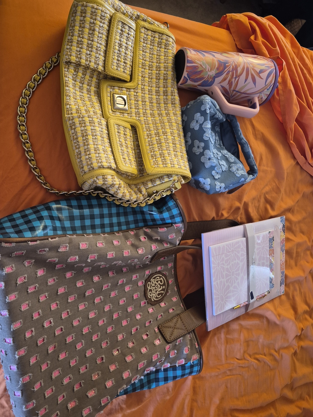 kate spade Yellow Tweed Chain Shoulder Bag